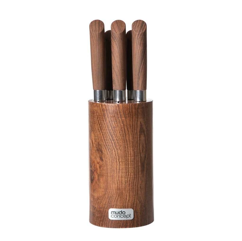 5 Pcs Wood Block Knife Set
