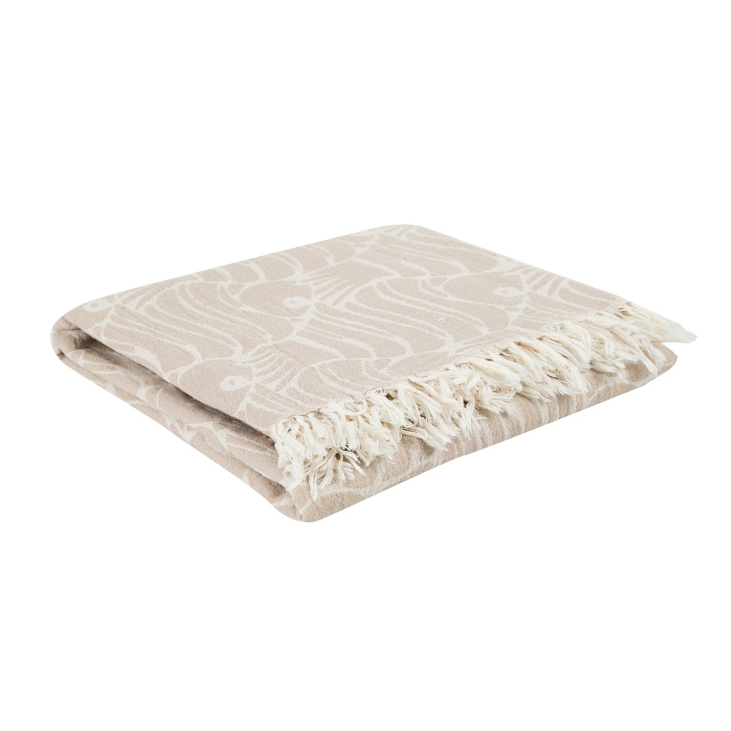 Fish Pattern Peshtemal Beige 90X180