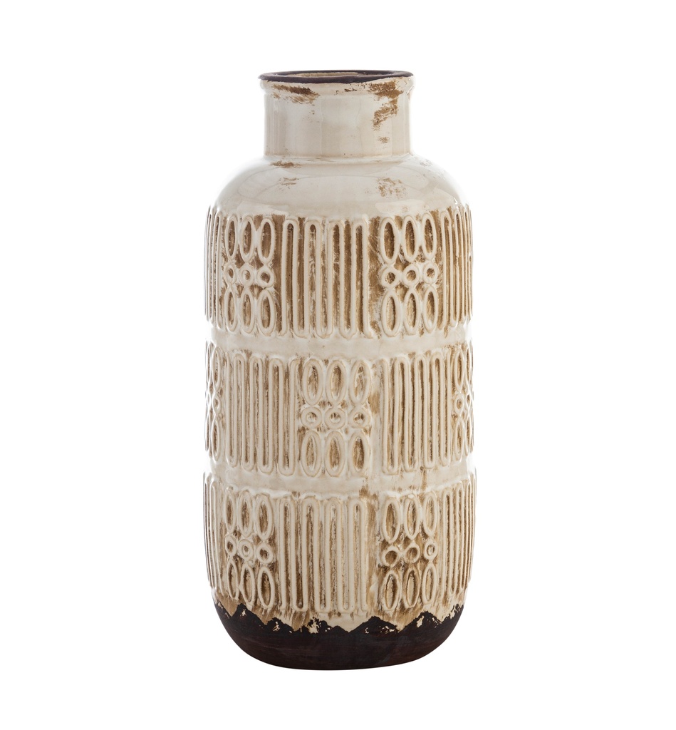 Greek Old Beige Ceramic Vase 14X30 Cm