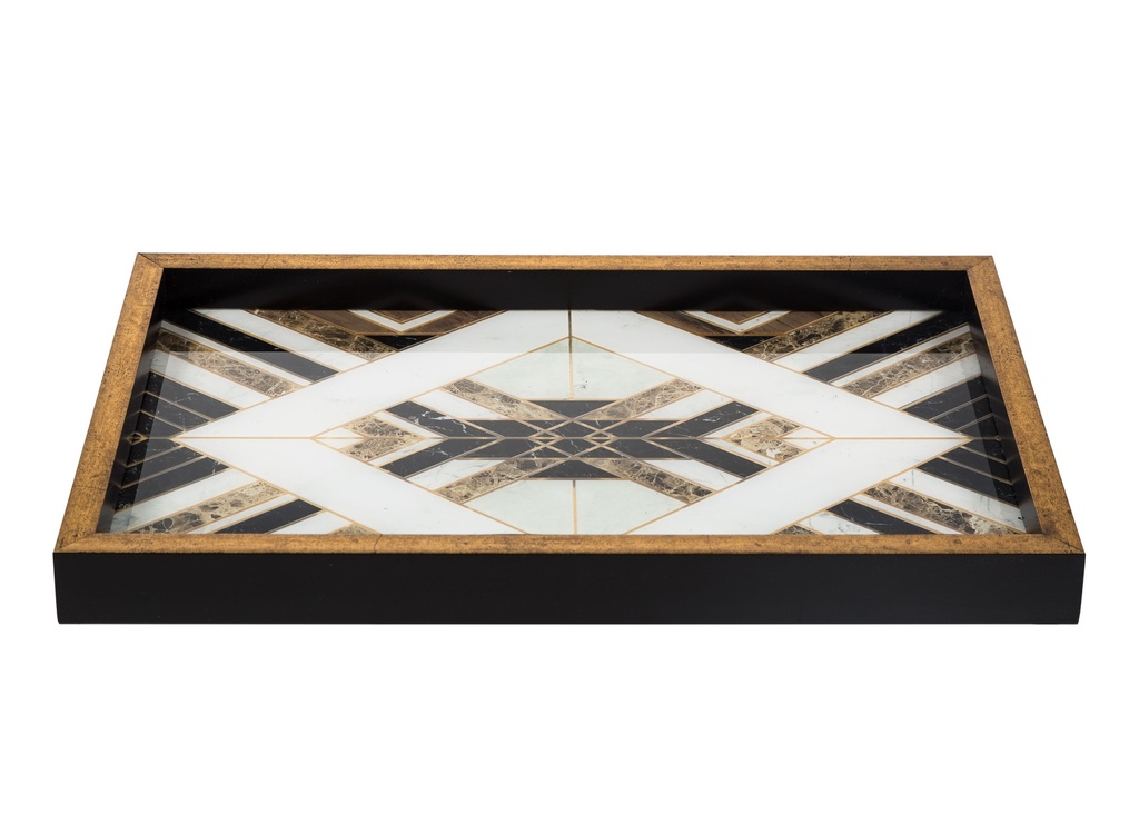 Line Decorative Tray 31X46Cm Black