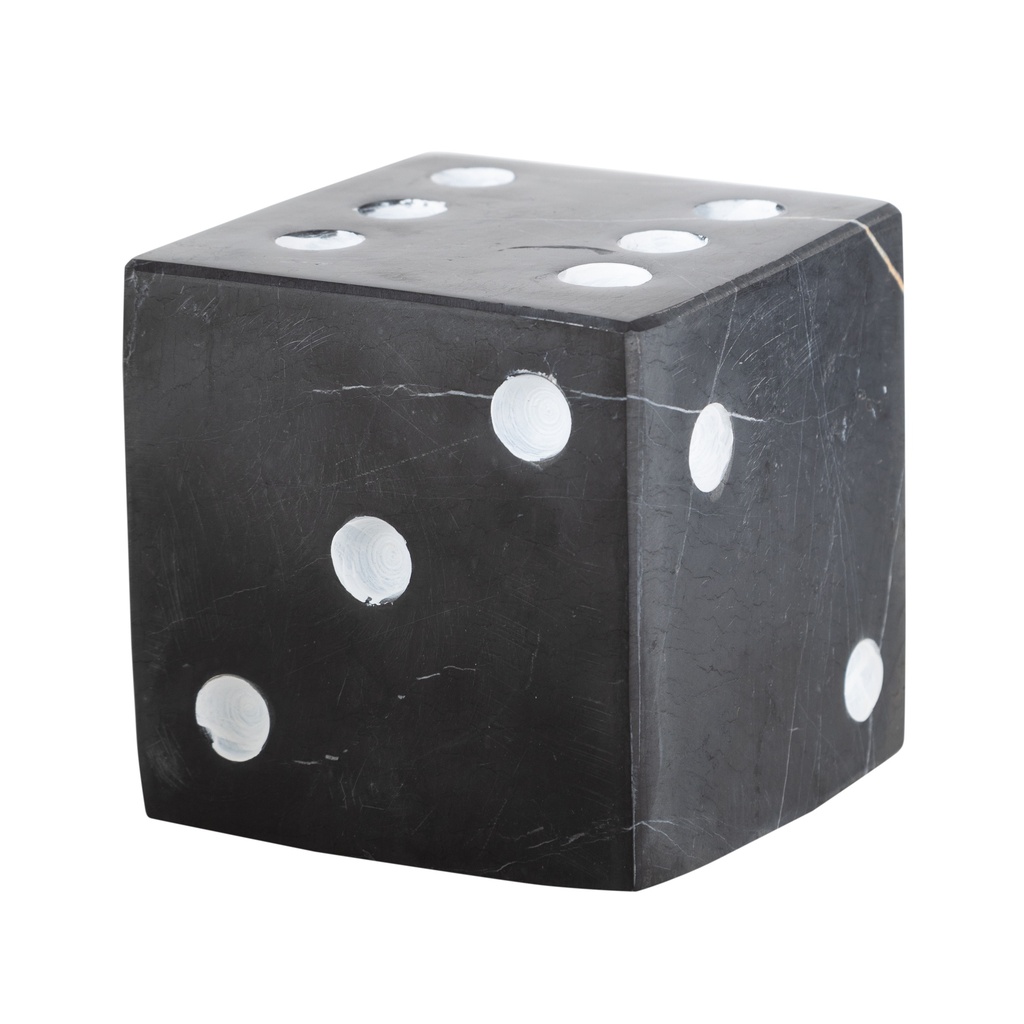 Lucky Dice Marble Object Black 10X10 Cm