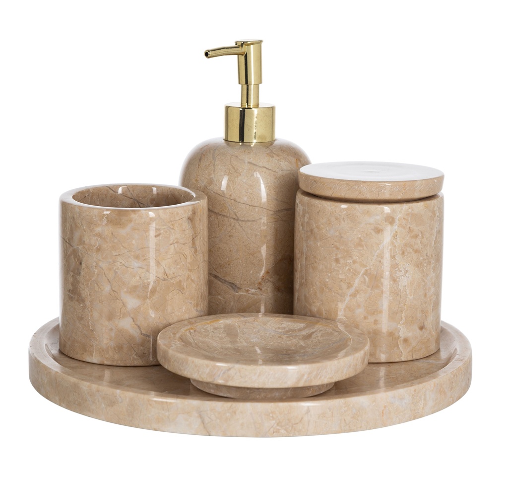 Marble 5 Pcs Bathware Set Beige
