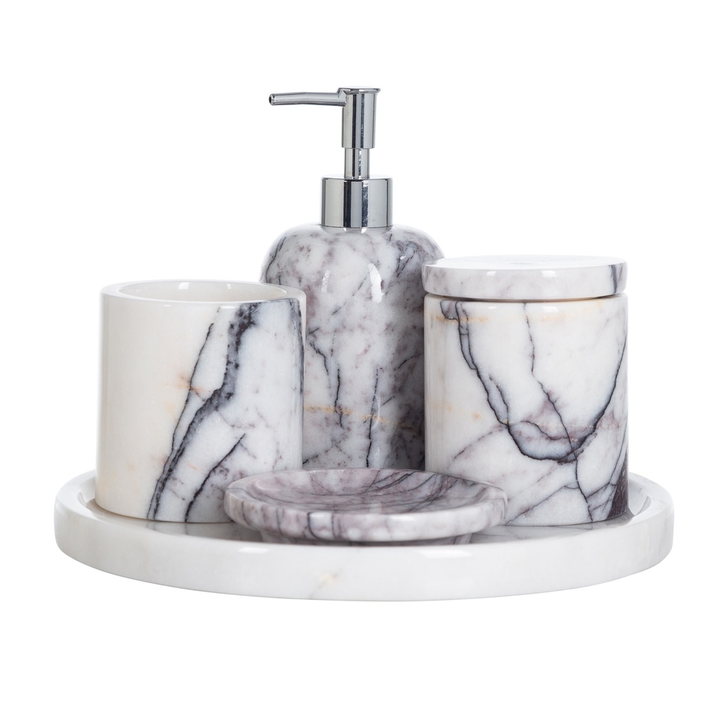 Marble 5Pcs Bathware Set Black White Brown