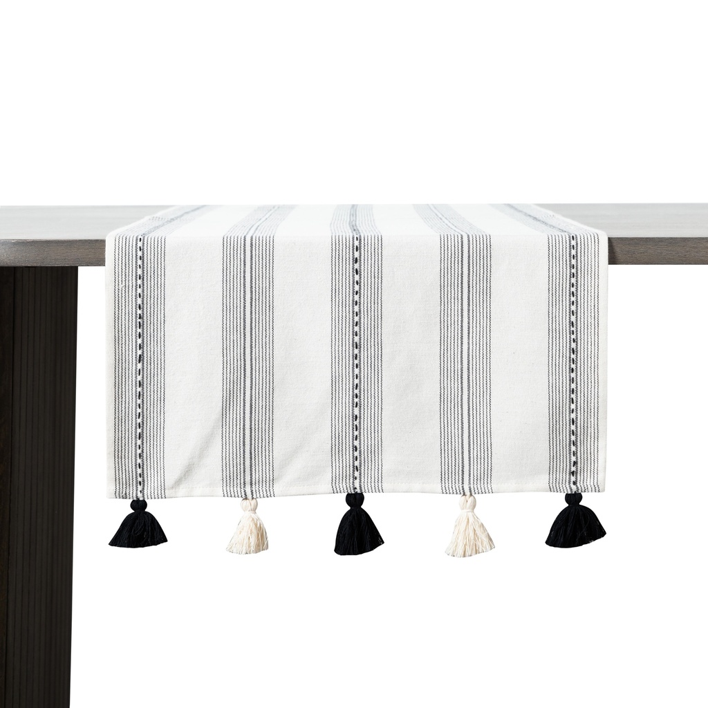 Miranda Tasseled Runner Black 45X130