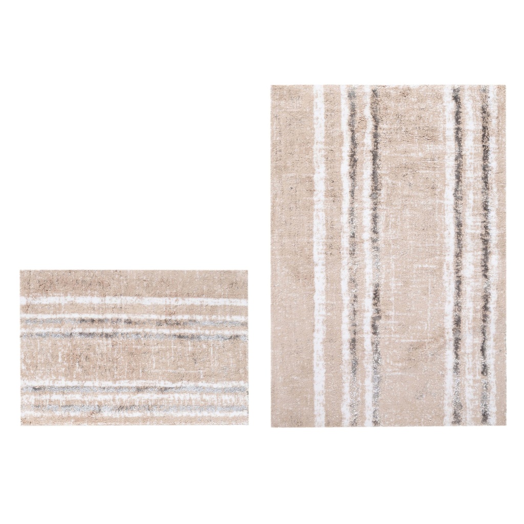 Motley Line Beige Bathmat Set