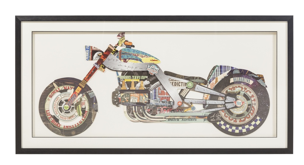 Motorcycle In Blue Wall Art 130X65 Cm