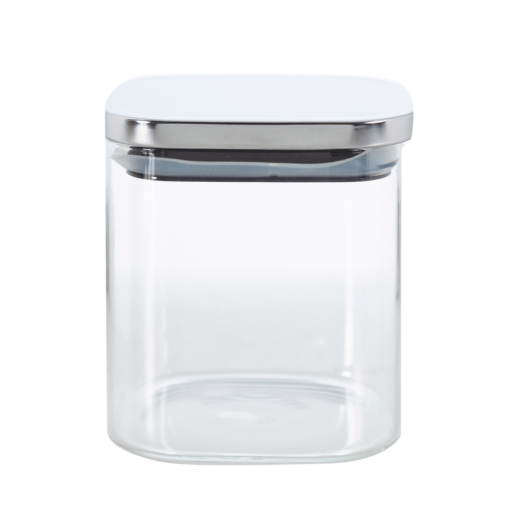 Silver Borosilicat Glass Jar 600 Cc Silver