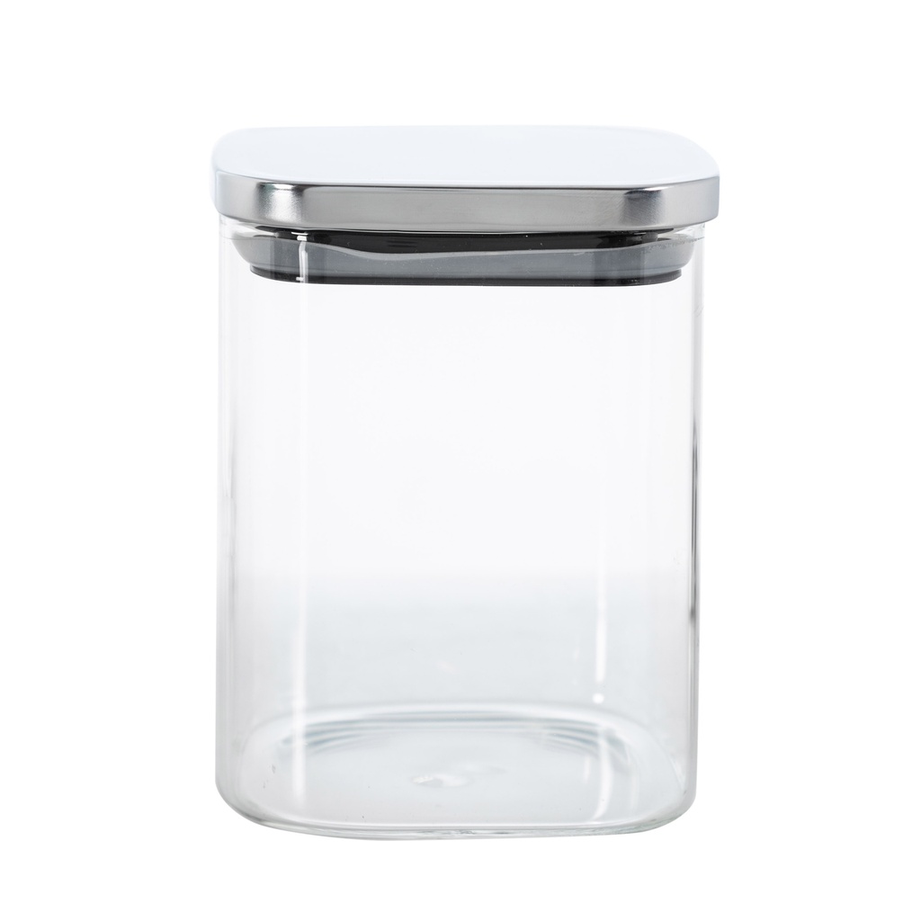 Silver Borosilicat Glass Jar 800 Cc Silver