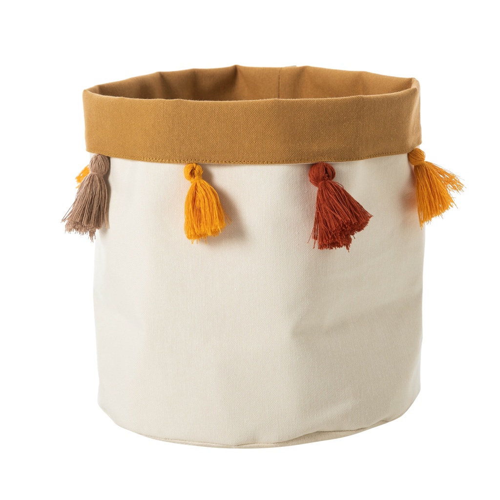 Tasseled Basket Mustard 25X25