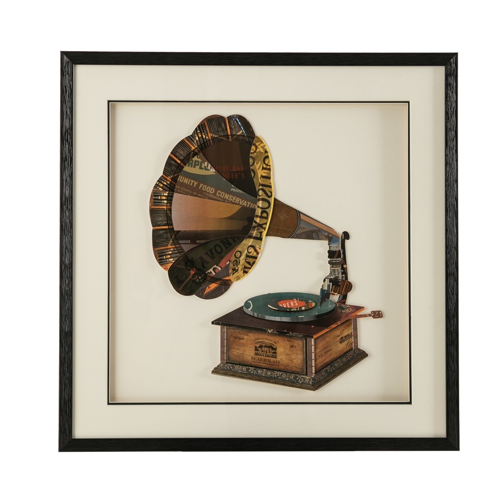 Vintage Gramophone Frame Wall Art 60X60 Cm