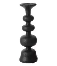Black Stone Candle Holder 8X8X22 Cm 