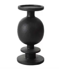 Black Stone Candle Holder 10X10X18 Cm 