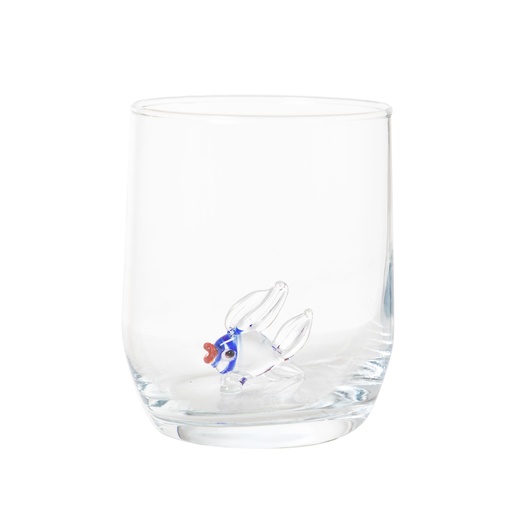 [Kitchen - Drinkware - Beverage Glasses / 1244288001 / 7,2*7,2*9] Blue Fish Figured Glass 205 Ml