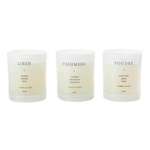 [Home Cosmetics - Candle - Bowl Candle / 1244265001 / 7,5*22*8,5] Dreamy White 3Pcs Candle Set