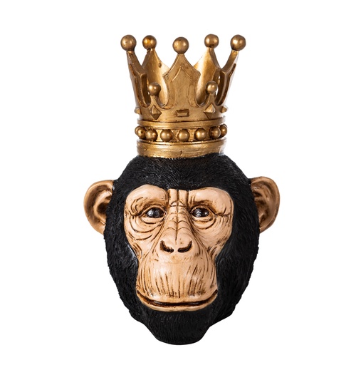 [Decorative - Vase Statuette Group - Statuette / 1231000001 / 32*23*63] King Monkey Bust Black Object 22X22X31Cm