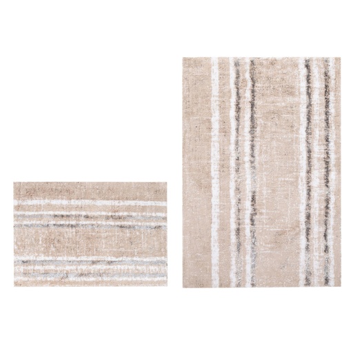 [Home Textile - Bath Textile - Doormat / 1231795001 / 60*90*1] Motley Line Beige Bathmat Set