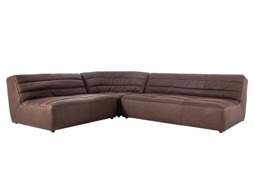 [Sofa - Corner Sofa - Corner Seating Set / 1223274001 / 299*258*70] Shabby L Sofa Leather Hand Tipped Chocolate