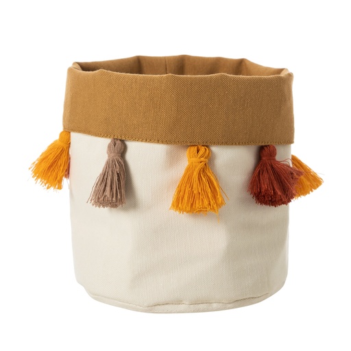 [Home Textile - Storage Units - Regulator / 1243025001 / 15*15*15] Tasseled Basket Mustard 15X15