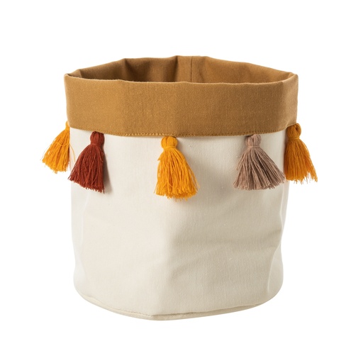 [Home Textile - Storage Units - Regulator / 1243026001 / 20*20*20] Tasseled Basket Mustard 20X20