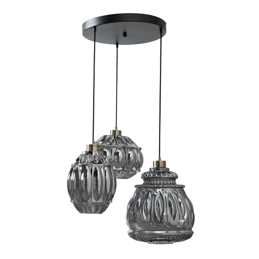 [Lighting - Ceiling Lamps - Pendant Lamp / 1239474001 / 72*72*140] Versay 3 Pendant Lamp Smoked