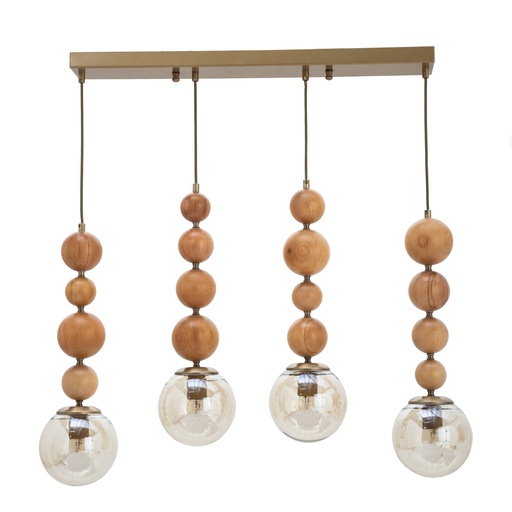 [Lighting - Ceiling Lamps - Pendant Lamp / 1239467001 / 40*40*105] Wood Bead 4 Pendant Lamp