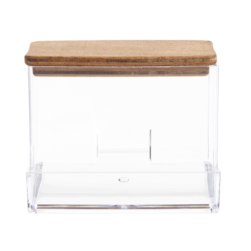 [Home Cosmetics - Bathroom Accessories - Cotton Linen / 1242294001 / 7*8,5*7] Wooden Cover Stick Organizer