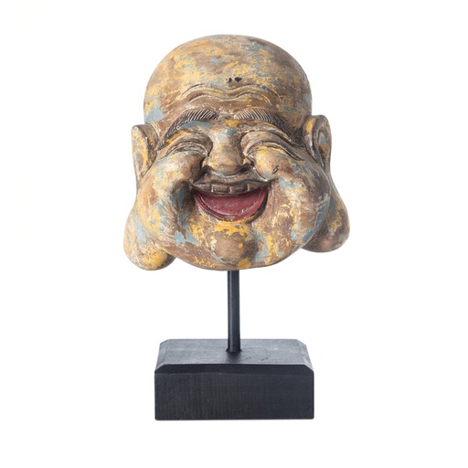 [Decorative - Vase Statuette Group - Statuette / 1208463001 / 30*30*10] Wooden Happy Budha Object 30Cm